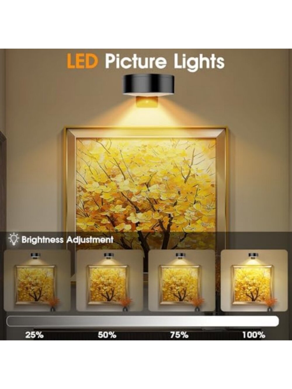 RGB Color Changing LED Picture Frame Lights - Rechargeable, Remote Control - Picture 2 of 7